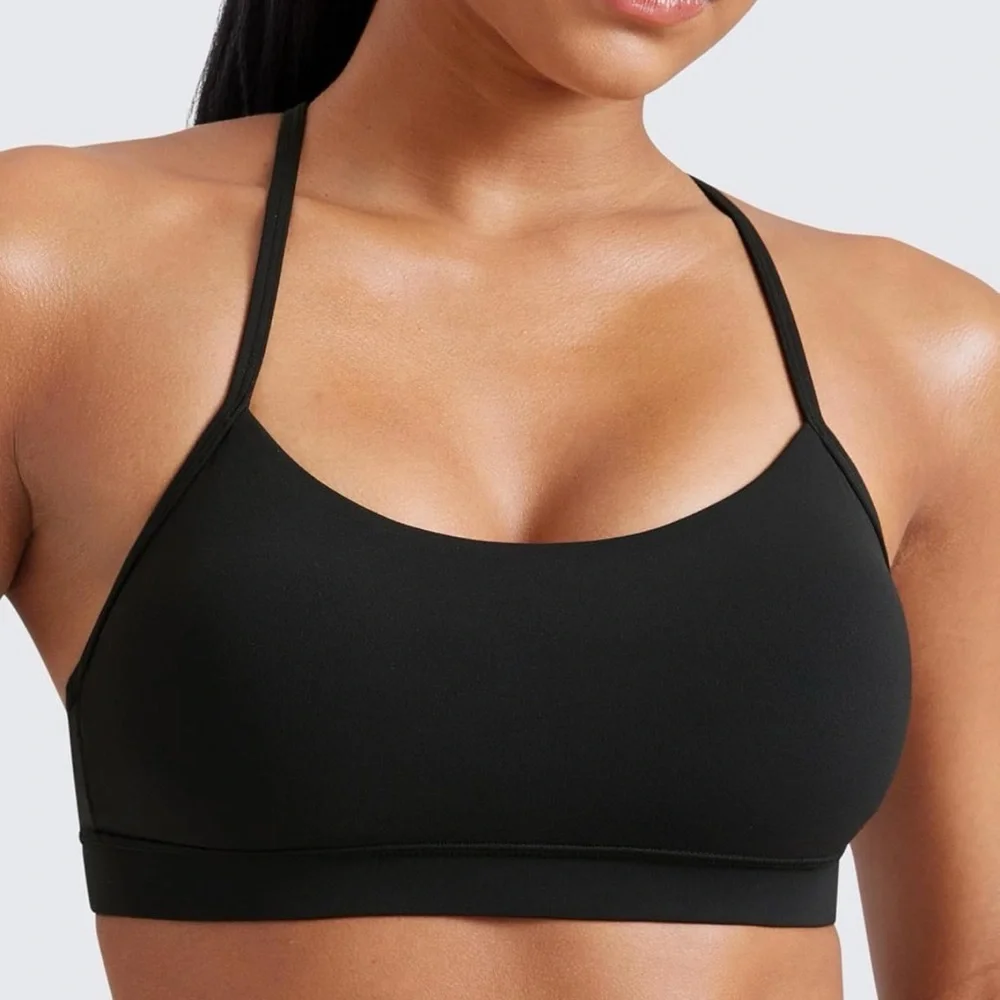 CRZ Yoga Butterluxe Y Back Sports Bra Padded Racerback Black Medium NWT